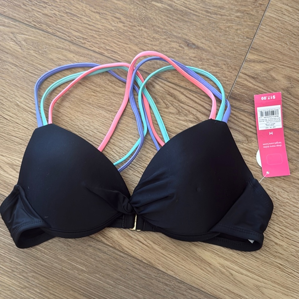 Black swimsuit with colored top